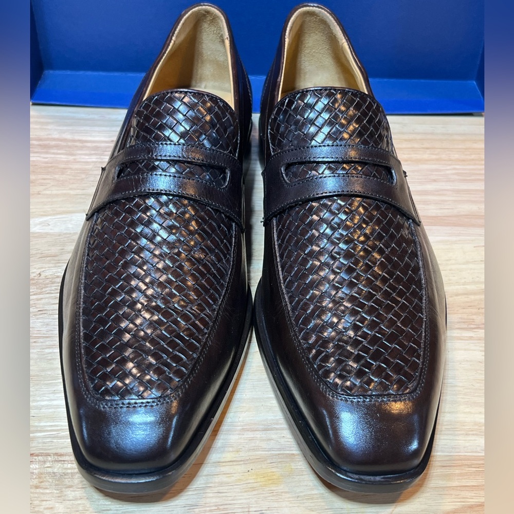Paul Fredrick Men’s Brown Leather Weave Loafers U.S. Sz 10M ( Allen Edmonds )